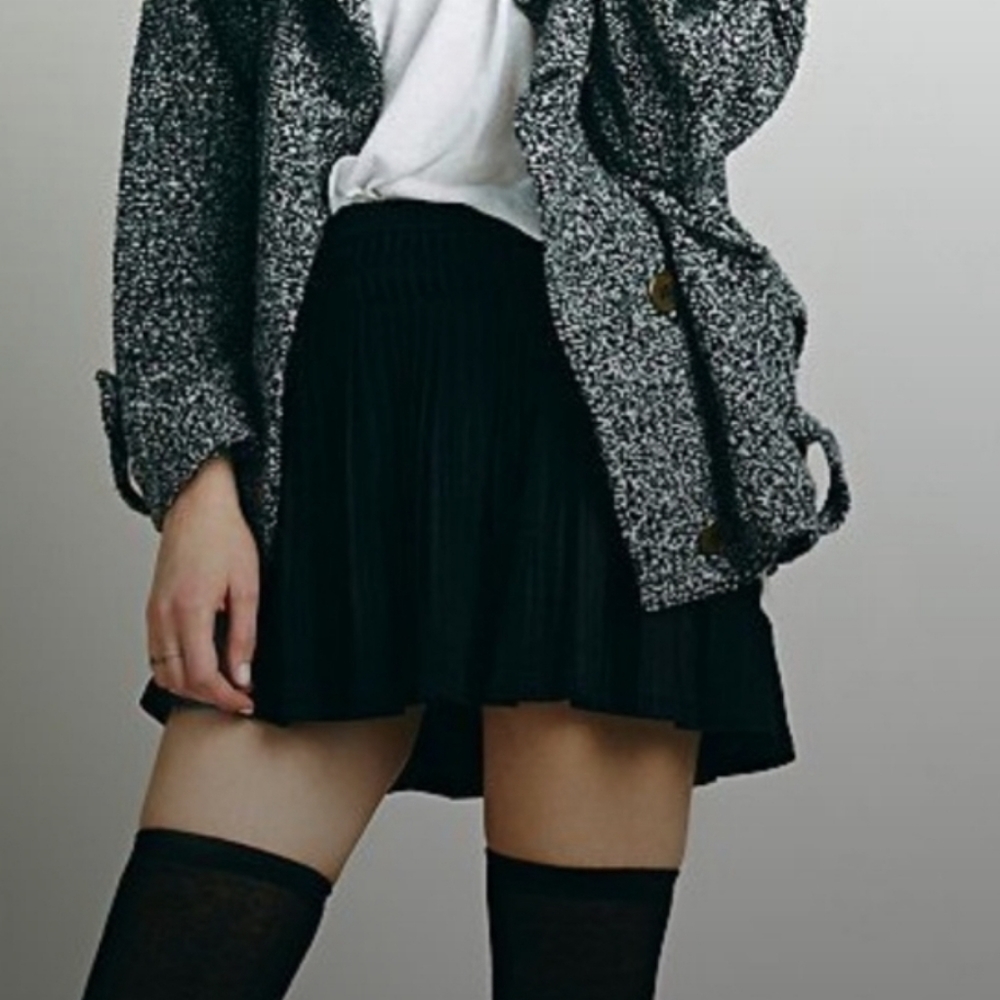 Free People No Pleats No Fun Black Mini Skirt